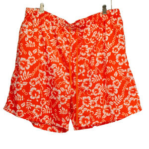 Men's Big & Tall 2X SAND N SUN Orange Hawaiian Beach Shorts Swim Trunks